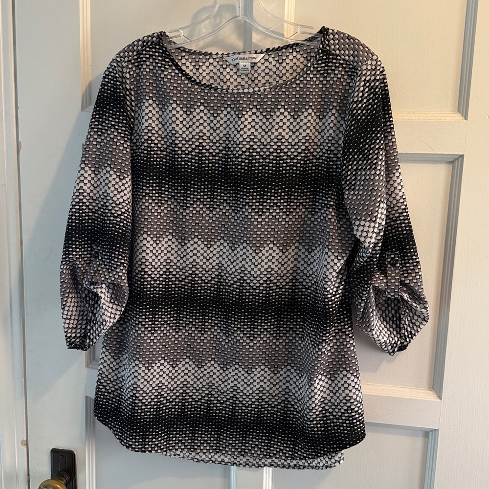 Croft & Barrow Monochrome Geometric Top